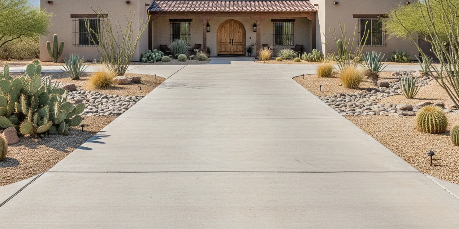 Freshly poured and finished concrete driveway in El Paso, TX